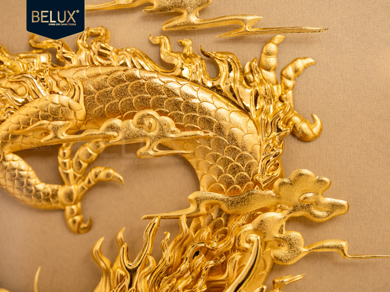 Tranh Thiên Long Hoàng Vân Dát Vàng 24k 34x27cm